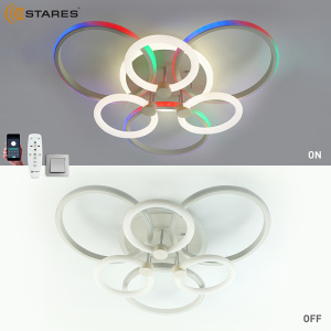 Управляемая светодиодная люстра CARNAVAL RGB 50W+30W 7R-APP-640x140-WHITE/WHITE-220-IP20
