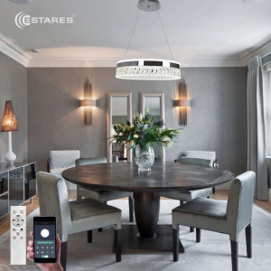 Управляемая светодиодная люстра CARINA 90W R-APP-500x1200-CHROME/CLEAR-220-IP20