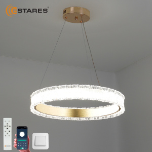 Управляемая светодиодная люстра VENERA 65W R-RC-485x1500-GOLD/CLEAR-220-IP20