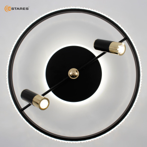 Управляемая светодиодная люстра SIRENA 56W 2R-APP-500x183-BLACK/GOLD/CRYSTAL-220-IP20