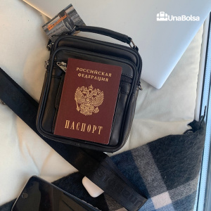 Сумка мужская из натуральной кожи UB-B103-150x185х85-black/black-молния/молния