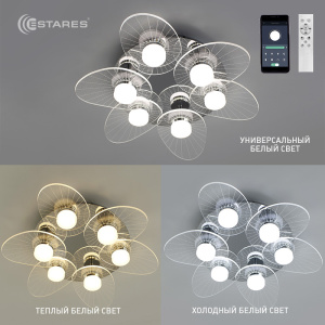 Управляемая светодиодная люстра GARMONIA 60W R-APP-550x107-CHROME/CLEAR-220-IP20