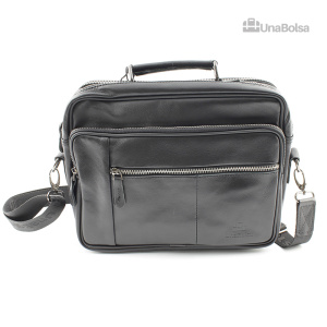 Сумка мужская из натуральной кожи UB-B310-290x230х90-black/black-молния/молния