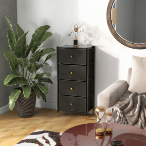 COMMOD classic 4F-4D-BLACK/GOLD-46x30x99 комод-пенал