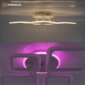 Управляемая светодиодная люстра OVAL RGB 65W 4S1R-RC-600x445x95-WHITE/WHITE-220-IP20