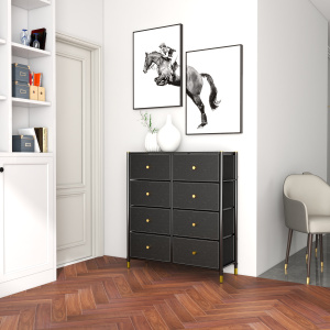 COMMOD classic 4F-8D-BLACK/GOLD-89x30x99 комод семейный