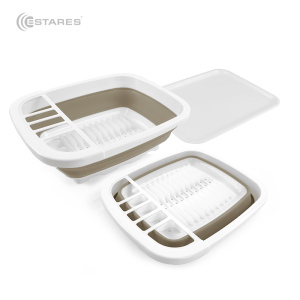 Сушилка складная силиконовая (поддон) ES-DRC-portable-38x32х12(5)-white/beige
