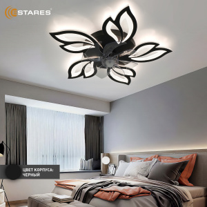 Управляемая светодиодная люстра с вент. FAN  ASTRA 100W+18W 5F-APP-680x120-BLACK/WHITE-220-IP20