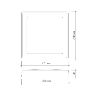 Накладной светодиодный светильник DLS-22 AC170-265V 22W 270мм х 270мм х 35мм (Холодный белый) 1750lm