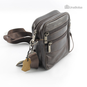 Сумка мужская из натуральной кожи UB-B403-140x165х85-brown/brown-молния/молния