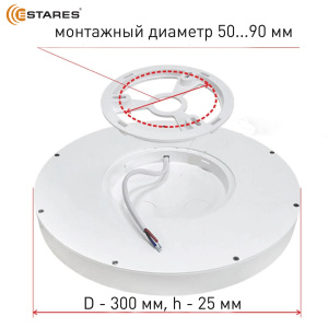 Cветодиодный светильник ROUND 28W R-300x25-WHITE/WHITE-220-IP44, 4000K