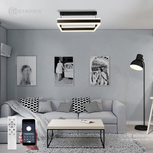 Управляемая светодиодная люстра STELLA 100WS-APP-500x500x1200-BLACK/WHITE-220-IP20