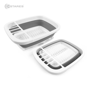 Сушилка складная силиконовая (поддон) ES-DRC-portable-38x32х12(5)-white/gray