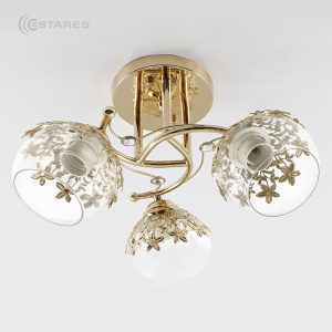 Люстра для светодиодных ламп LITECO LC-RODOS-260x580x250-E27x3-GOLD/CLEAR-220-IP20