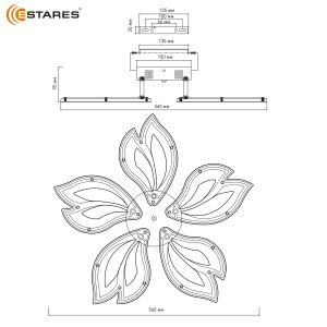 Управляемая светодиодная люстра ASTRA 70W 5F-RC-560x95-WHITE/WHITE-220-IP20