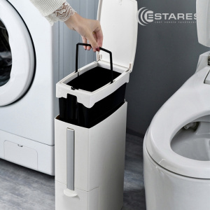 Ведро хозяйственное MODO 3F-14x24x42-white (с ершиком для унитаза и отсеком для туалетной бумаги)
