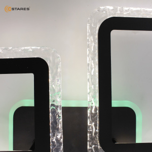 Управляемая светодиодная люстра OVAL ICE RGB 75W 5S-APP-725х500х93-BLACK/CLEAR-220-IP20