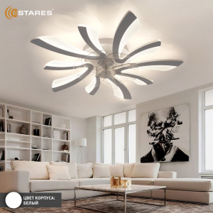 Управляемая светодиод. люстра c вент.FAN ALESSIA 80W+15W R-RC-600x127-WHITE/WHITE/CLEAR-220-IP20