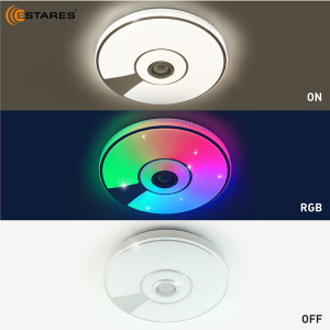 Управляемая светодиодная музыкальная люстра SONG RGB 80W R-APP-480x75-WHITE/CHROME/SHINY-220-IP20