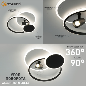 Управляемый светодиодный светильник ECLIPSE 75W 3R 1DL-RC-480x425x130-WHITE/BLACK/WHITE-220-IP20