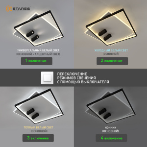 Управляемый светодиодный светильник GEOMETRIA downlight 75W 2S-APP-500х500х130-white/white-220-IP20