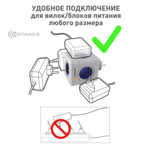 Разветвитель 5 Евро "COMFORT CUBE" 5G-blue/white-Europlug