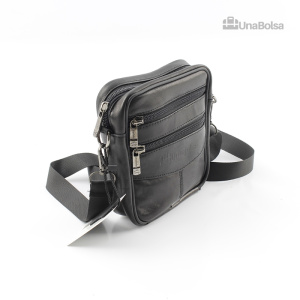 Сумка мужская из натуральной кожи UB-B403-140x165х85-black/black-молния/молния