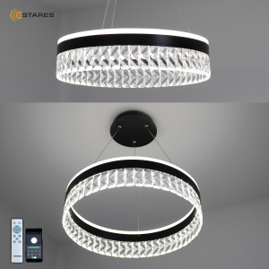 Управляемая светодиодная люстра CARINA 90W R-APP-500x1200-BLACK/CLEAR-220-IP20