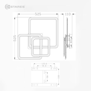 Управляемая светодиодная люстра SONNE 80W 3S-APP-520x520x110-WHITE/WHITE-220-IP20