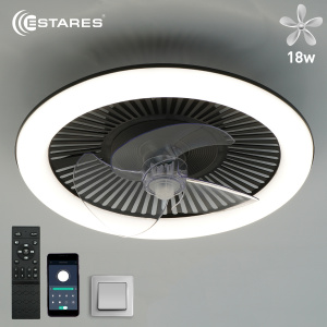 Управляемая LEDлюстра с вентилятором FN-LM TOP 70W+18W R-APP-480x125-BLACK/WHITE-220-IP20/SMARTHOME