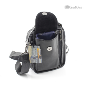 Сумка мужская из натуральной кожи UB-B110-150x185-black/black-молния/кнопка