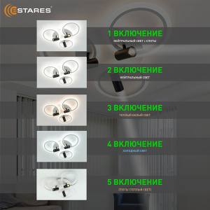 Управляемая светодиодная люстра SONNE downlight 80W 4R-APP-582x115-BLACK/WHITE/WHITE-220-IP20