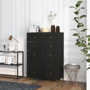 COMMOD classic 5F-10D-BLACK/GOLD-89x30x120 комод семейный плюс