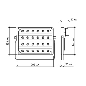Светодиодный прожектор K200-48L 27W AC100-265V IP65 (Теплый белый)-2200lm