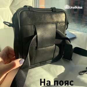 Сумка мужская из натуральной кожи UB-B403-140x165х85-black/black-молния/молния